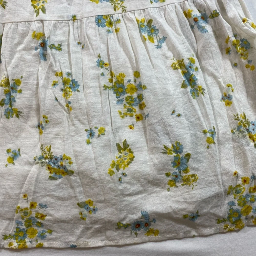 Wild Fable Dress Floral Mini A line full pleated White Yellow Dress Women’s LG - Picture 2 of 10